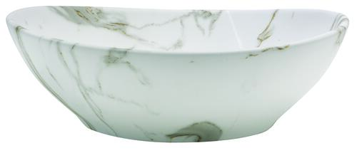 Vasque ovale à poser HANA en céramique 40,5 x 33 x 14 cm - Marbre blanc